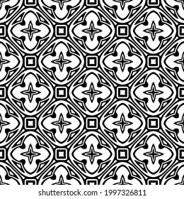 floral seamless pattern background.Geometric ornament for wallpapers and backgrounds. Black and white pattern. 
