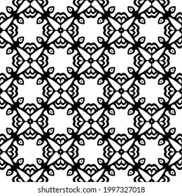 fondo de patrón sin costuras floral.Ornamento geométrico para fondos de paredes y fondos. Patrón blanco y negro. 
