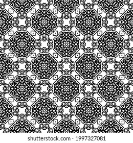 floral seamless pattern background.Geometric ornament for wallpapers and backgrounds. Black and white pattern. 
