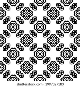 fondo de patrón sin costuras floral.Ornamento geométrico para fondos de paredes y fondos. Patrón blanco y negro. 
