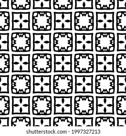 floral seamless pattern background.Geometric ornament for wallpapers and backgrounds. Black and white pattern. 
