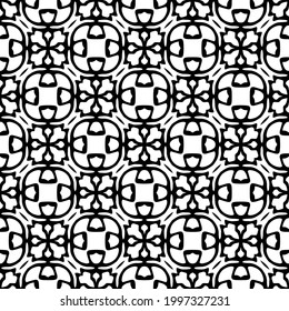 floral seamless pattern background.Geometric ornament for wallpapers and backgrounds. Black and white pattern. 
