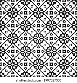 fondo de patrón sin costuras floral.Ornamento geométrico para fondos de paredes y fondos. Patrón blanco y negro. 
