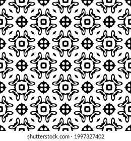 fondo de patrón sin costuras floral.Ornamento geométrico para fondos de paredes y fondos. Patrón blanco y negro. 
