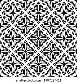 fondo de patrón sin costuras floral.Ornamento geométrico para fondos de paredes y fondos. Patrón blanco y negro. 
