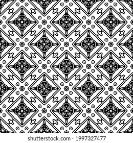 floral seamless pattern background.Geometric ornament for wallpapers and backgrounds. Black and white pattern. 
