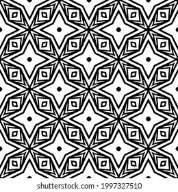 floral seamless pattern background.Geometric ornament for wallpapers and backgrounds. Black and white pattern. 
