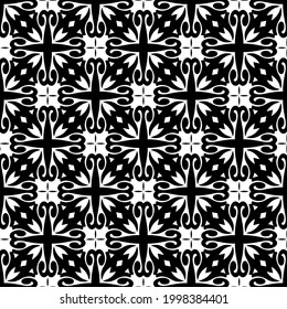 floral seamless pattern background.Geometric ornament for wallpapers and backgrounds. Black and white pattern. 