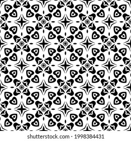 Blumenmuster nahtloser Hintergrund.Geometrisches Ornament für Bildschirmhintergründe und Hintergründe. Schwarz-Weiß-Muster. 