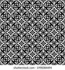 floral seamless pattern background.Geometric ornament for wallpapers and backgrounds. Black and white pattern. 
