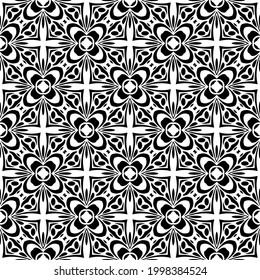 floral seamless pattern background.Geometric ornament for wallpapers and backgrounds. Black and white pattern. 