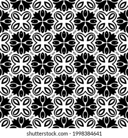 floral seamless pattern background.Geometric ornament for wallpapers and backgrounds. Black and white pattern. 