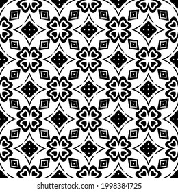floral seamless pattern background.Geometric ornament for wallpapers and backgrounds. Black and white pattern. 
