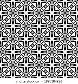 floral seamless pattern background.Geometric ornament for wallpapers and backgrounds. Black and white pattern. 
