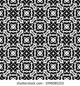 floral seamless pattern background.Geometric ornament for wallpapers and backgrounds. Black and white pattern. 