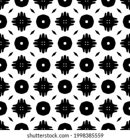 floral seamless pattern background.Geometric ornament for wallpapers and backgrounds. Black and white pattern. 
