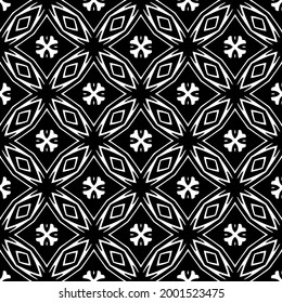 Blumenmuster nahtloser Hintergrund.Geometrisches Ornament für Bildschirmhintergründe und Hintergründe. Schwarz-Weiß 

Muster. 