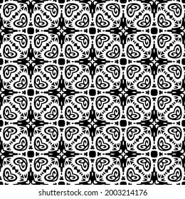 fondo de patrón sin costuras floral.Ornamento geométrico para fondos de paredes y fondos. Negro y blanco 

patrón. 
