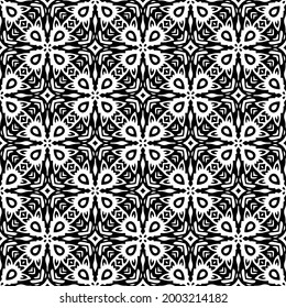 fondo de patrón sin costuras floral.Ornamento geométrico para fondos de paredes y fondos. Negro y blanco 

patrón. 
