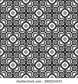 fondo de patrón sin costuras floral.Ornamento geométrico para fondos de paredes y fondos. Negro y blanco 

patrón. 
