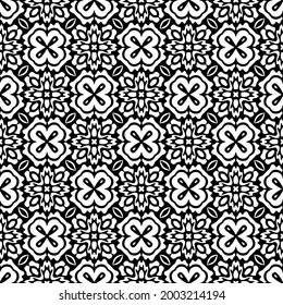 floral seamless pattern background.Geometric ornament for wallpapers and backgrounds. Black and white 

pattern. 
