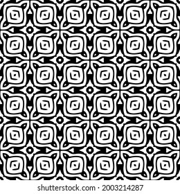 fondo de patrón sin costuras floral.Ornamento geométrico para fondos de paredes y fondos. Negro y blanco 

patrón. 
