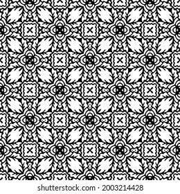 fondo de patrón sin costuras floral.Ornamento geométrico para fondos de paredes y fondos. Negro y blanco 

patrón. 
