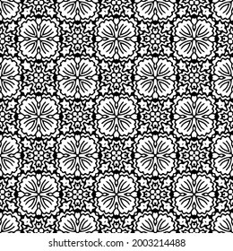floral seamless pattern background.Geometric ornament for wallpapers and backgrounds. Black and white 

pattern. 