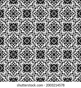 fondo de patrón sin costuras floral.Ornamento geométrico para fondos de paredes y fondos. Negro y blanco 

patrón. 
