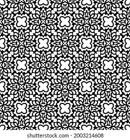 floral seamless pattern background.Geometric ornament for wallpapers and backgrounds. Black and white 

pattern.