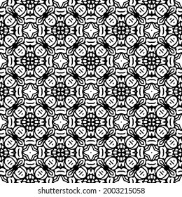 floral seamless pattern background.Geometric ornament for wallpapers and backgrounds. Black and white 

pattern. 

