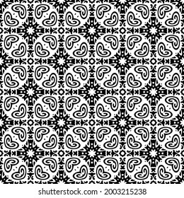 fondo de patrón sin costuras floral.Ornamento geométrico para fondos de paredes y fondos. Negro y blanco 

patrón. 
