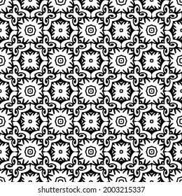 floral seamless pattern background.Geometric ornament for wallpapers and backgrounds. Black and white 

pattern. 
