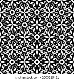 fondo de patrón sin costuras floral.Ornamento geométrico para fondos de paredes y fondos. Negro y blanco 

patrón. 
