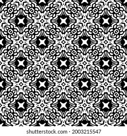 floral seamless pattern background.Geometric ornament for wallpapers and backgrounds. Black and white 

pattern. 