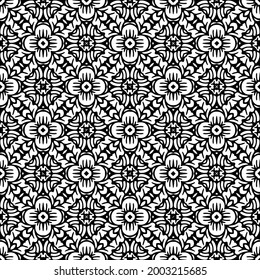 fondo de patrón sin costuras floral.Ornamento geométrico para fondos de paredes y fondos. Negro y blanco 

patrón. 

