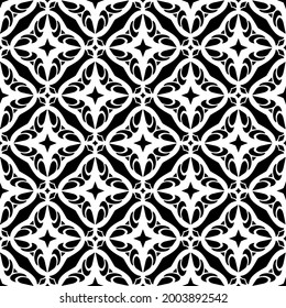 floral seamless pattern background.Geometric ornament for wallpapers and backgrounds. Black and white 

pattern. 
