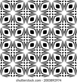 Blumenmuster nahtloser Hintergrund.Geometrisches Ornament für Bildschirmhintergründe und Hintergründe. Schwarz-Weiß 

Muster. 