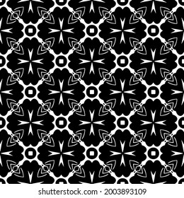 floral seamless pattern background.Geometric ornament for wallpapers and backgrounds. Black and white 

pattern. 
