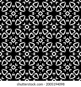 floral seamless pattern background.Geometric ornament for wallpapers and backgrounds. Black and white pattern.