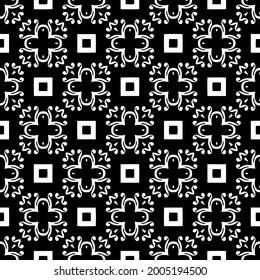 floral seamless pattern background.Geometric ornament for wallpapers and backgrounds. Black and white pattern.