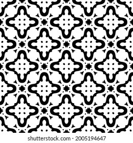 Blumenmuster nahtloser Hintergrund.Geometrisches Ornament für Bildschirmhintergründe und Hintergründe. Schwarz-Weiß-Muster.