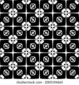 Blumenmuster nahtloser Hintergrund.Geometrisches Ornament für Bildschirmhintergründe und Hintergründe. Schwarz-Weiß-Muster.