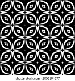 floral seamless pattern background.Geometric ornament for wallpapers and backgrounds. Black and white pattern.