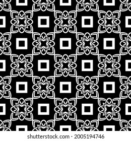 floral seamless pattern background.Geometric ornament for wallpapers and backgrounds. Black and white pattern.