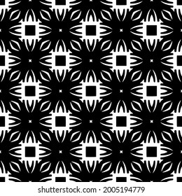 floral seamless pattern background.Geometric ornament for wallpapers and backgrounds. Black and white pattern.