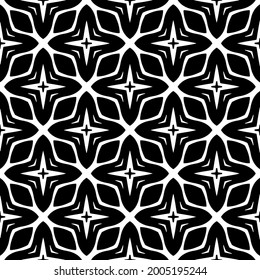 fondo de patrón sin costuras floral.Ornamento geométrico para fondos de paredes y fondos. Patrón blanco y negro.