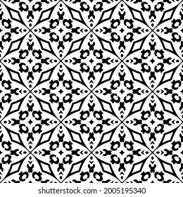 floral seamless pattern background.Geometric ornament for wallpapers and backgrounds. Black and white pattern.