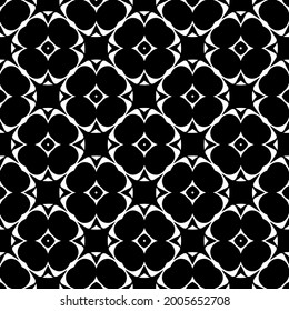 Blumenmuster nahtloser Hintergrund.Geometrisches Ornament für Bildschirmhintergründe und Hintergründe. Schwarz-Weiß 

Muster.