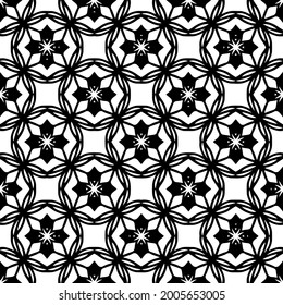Blumenmuster nahtloser Hintergrund.Geometrisches Ornament für Bildschirmhintergründe und Hintergründe. Schwarz-Weiß 

Muster.